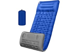 Howala Self Inflating Camping Mat Ultralight Connectable Sleeping Mat with Built-in Foot Pump Thickness Inflatable Camping Mattress Camping Air Bed Pad + Pillow for Hiking, Royal Blue+Gray