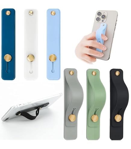 WLLHYF 2 Supporti Per Dito Per Cellulare Con Anello - Cinturino In Silicone E Lega, Nero, Universale Per Smartphone