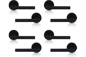 XFORT 4 Pack Matt Black Liberty Lever On Rose Door Handles, T-bar Lever Latch Rose Door Handle, Door Handle Set for Internal Wooden Doors.