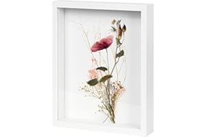 DBTW White Wooden 3D Picture Frame, 3D Shadow Box A4, Deep Box Photo Frame, Keep Memories Shadow Box Frame, 21 x 29.7cm Frame for Filling Objects, Display Photo Frames for Crafts Anniversary Wedding