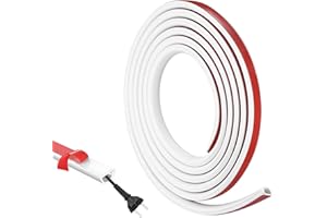SIYURONGG Mini Canaleta Autoadhesiva, 3 Metros, Cubierta Flexible para Pared y Techo, Puente de Cables para Suelo, Semi-Redonda, Canal de Cables Blanca para Ocultar y Proteger Cables
