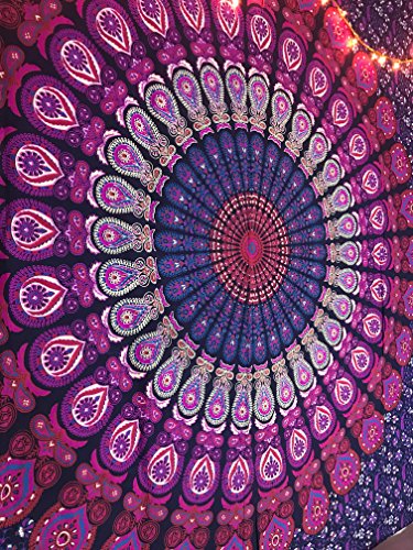raajsee-indian Psychedelic handgefertigt multicolor rund Chakra Mandala Tapisserie barhmeri Baumwolle Print Wand aufhängen Strand Überwurf Wohnheim Trennwand Hippie-Stil Bohemian # bs91 - 4