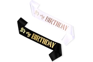 XTHROTSENK It's My Birthday Schärpe 2 Stück Geburtstag Schärpe Satin Geburtstag Schärpe für Damen Mädchen Junge Schwarz Weiß Schärpe Deko Happy Birthday Sash for Birthday Girl