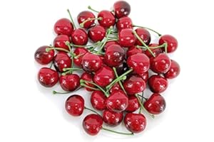 ‎EQLEF EQLEF Künstliche Kirsche Deko Kirsche Dekoration Obst Deko Künstliche Kirschen Künstliche Kirschen Kunststoff für Tischdekoration 36 Stück