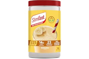 SlimFast • Meal Replacement Powder • Banana Flavour • Weight Loss Formula • 225 Cals • 14g Protein • 23 Vitamins + Minerals •