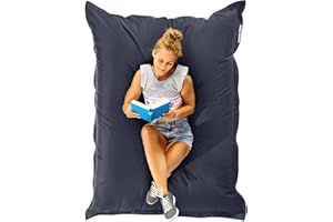‎GREEN BEAN Green Bean Riesen-Sitzsack XXL – wetterfestes Indoor & Outdoor Sitzkissen in Dunkelgrau - 140x180 cm Liegekissen mit abwaschbarem Bezug inkl. 380L EPS-Perlenfüllung Made in Germany