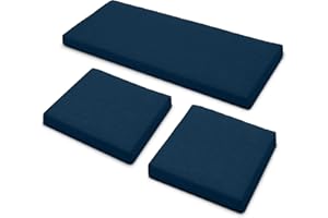 Sapphire Collection 3 Pieces Replacement Cushions Set for Rattan Chairs Sofa Patio Garden Outdoor Furniture - Water Resistant, Lightweight, and Durable - Multiple Colors Available (Navy)