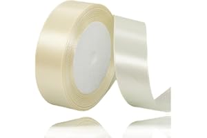 ALOHOVME Nastri Beige 20mm, 23 metri Nastro di Raso Crema per l'imballaggio di regali, Artigianato fai da te, Bows Making, Mazzi di fiori, Palloncini, Festa nuziale e Decorazioni per torte