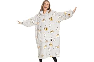 THREE POODLE Felpa Coperta Oversize con Cappuccio, Felpa Gigante Coperta Indossabile con Maniche, Coperta con Cappuccio Ultra Morbida e Calda, Cozy Hoodie Felpa Pile per Donna,Uomini e Bambini, Regalo