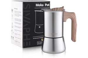 Sivaphe Stovetop Espresso Maker 100ml | Italian Coffee Percolator Maker Moka Pot | Stainless Steel Coffee Pot 2 Italian Cups (2x50ml)