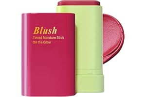 TBEAUTFAVE Blush Stick, 3 in 1 Blushers for Cheeks Make Up, Blendable Lightweight Cream Blush, Multi-Stick for Face Eyes & Lip, Natural Finish Blusher Wand, Moisturizing Long-lasting Makeup (Red Rose)