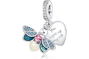 Amuefer Charms Plata De Ley 925 Pulsera Collar Colgantes Perlas Encanto Mariposas, Amor, Regalos Para Madre CumpleañOs Tortugas, Viaje Perlas Regalo