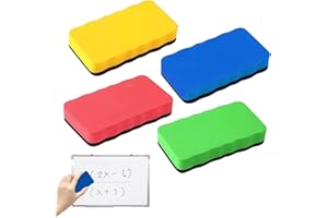 TREETRIBE 4 Pcs Magnetic Blackboard Brushes,Whiteboard Eraser Magnetic with Thick Felt Pad, Whiteboard Erasers White Board Erasers Sponge for Home, Office and Classrooms (4 Colors)