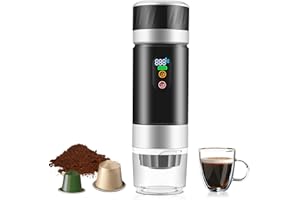 CKEYIN PRO Macchina per caffè espresso portatile 3 in 1 con auto-riscaldamento, macchina da caffè da campeggio per caffè in polvere e capsule di caffè, mini macchina da caffè per camper, può preparare cappuccino