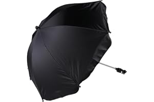 Jodimitty Pram Parasol Universal UPF50+ Baby Infant Sun Protection Parasol Umbrella for Pram/Pushchair/Stroller/Buggy, 75cm Diameter, 360° Adjustable, Detachable Handle (Black)