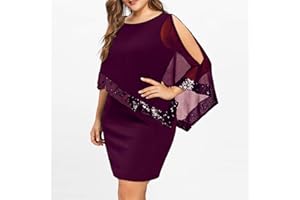 BOTCAM Vestido de fiesta para mujer, tallas grandes, vestido de fiesta, negro, elegante, monocolor, cuello redondo, hombros descubiertos, vestido de fiesta, vestido de gasa, vestido largo de negocios,