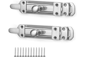 FLATRO Pack of 2 Polished Chrome Sliding Door Lock | Door Bolts for Internal Doors 100mm | Perfect Slide Bolt Lock for Bathroom | Flat Slide Safety Door Bolt with Screws | Sliding Door Latch (Chrome, 100mm)