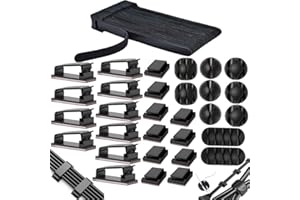 MiuCo 100 pcs Cord Management Organizer Kit, 50pcs Cable Ties Reusable+40pcs Adhesive Cable Clips Holders+10pcs Cable Straps/Cable Tidy Clips for TV Office Home Electronics etc
