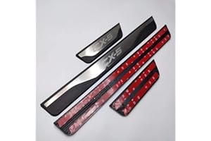 ENFILY 4Pcs Car Outer Door Sill Kick Plates Protector Accessories for Mazda CX5 CX-5 2013-2016, Scuff Guard Threshold Welcome Pedal Strip Cover, Stainless Steel Styling Decoration (2013-2016)