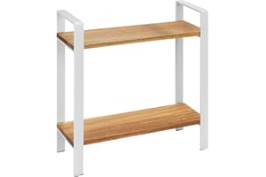 WENKO Küchenregal Mod. Louisa 2 Etagen, Regal für die Arbeitsplatte, aus Akazienholz und Metall, schafft mehr Stauraum in der Küche, 32 x 33 x 11 cm, Weiß