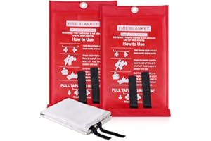 AFOOSOO Feuerdecken Fiberglas Retardant Decken.3.3x3.3ft Quadratische Feuerwehrwerkzeuge Notfallüberlebenskit Langlebig für versehentliches Sicherheitsdesign für Haus Büro Kamin Auto Küche