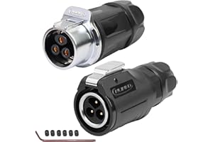 CNLINKO LP-20 Conector Impermeable de 3 Pines con Diseño de Enroscado, IP68 Enchufe Circular de Aviación, Par de Enchufes Macho y Hembra M20 (LP20 3-Pin con Roscado)