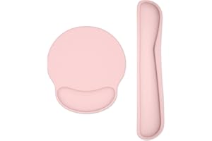 Dapesuom Tastatur-Handgelenkauflage und Mauspad mit Handgelenkstütze, Memory-Schaum-Handgelenkauflagen für Tastatur und Maus, ergonomisches Handgelenkpolster mit rutschfester Unterseite, Hellrosa