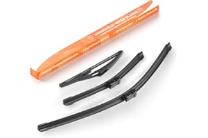 GEARCELL Front + Rear Wiper Blade Set Compatible for Fiat 500 2007-onwards for Ford Ka MK2 2010-onwards, Automotive Replacement windscreen Wiper Blades Easy Install 24"+14“+11“ (Set of 3)