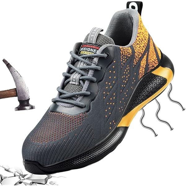 Dajingkj Veiligheidsschoenen voor heren, licht, trends, draaiknop, werkschoenen, luchtkussen, gymschoenen, ademend, stalen neus, Meerkleurig, 40.5 EU