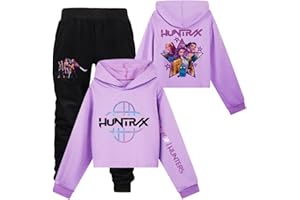 YiJee Chándal KPop Huntrix Niños 2 Piezas – Sudaderas con Capucha y Pantalón Deportivo de Jogging, Conjunto Streetwear Y2K Anime Estilo K-Pop, Ropa Casual de 2 a 16 Años