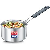 Prestige Tri-ply Cute Sauce Pan 10 cm/400 ml Silver|Thick Gauge|Even Heat Distribution|Gas & Induction Compatible|Perma-Cool 