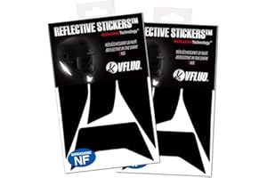 VFLUO - 2 x Gamme Stickers Noirs Rétro Réfléchissants - Bandes Casque Moto Shark Spartan - Homologation FR - Technologie 3M™ - Haute Visibilité - Discret & Design - Adhérence maximale