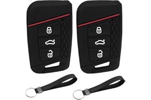 RYHX Funda de Llave de Coche de 2 Piezas VW, Funda de Llave de 3 Botones para Golf 7, Funda de Llave de Silicona Compatible con VW Polo, Skoda, Tiguan, MK7(Negro+Negro)