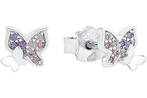 Prinzessin Lillifee Ohrstecker 925 Sterling Silber Mädchen Kinder Ohrschmuck, mit Zirkonia synth., Schmetterling, Kommt in Schmuck Geschenk Box