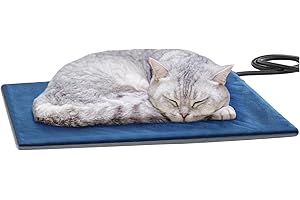 Pecute Tapis Chauffant Chat avec Voyant Lumineux, Coussin Chaton, Couverture Chauffante Chat 32×40cm, Tapis Chauffant Chien Température Constante, Anti-Mordant, Imperméable, Double Face