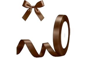 G2PLUS Ruban Satin Marron 10mm x 22m - Pour Décoration Mariage & Emballage de Cadeaux