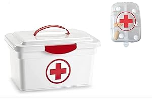 PLASTICFORTE Valigetta Sanitaria Box porta farmaci con maniglia e chiusura a clic per primo soccorso 33x22xh18cm piu Portapilole in ommaggio