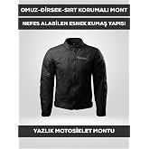 Siyah Yazlık Fileli Motosiklet Montu CE Korumalı Nefes Alan Hafif Mont