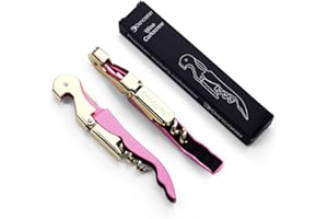 Drincarier Kellnermesser Professional Wine Openers, Upgraded Heavy Duty Edelstahl Wine Key,Classic All-in-one Corkschreck, Flaschenöffner und Foil Cutter (1Pack Pink-Gold)