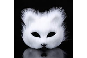 Moonlove Máscara de zorro artificial de Halloween, elegante máscara de cosplay para Halloween, cosplay, fiesta, accesorio de disfraz