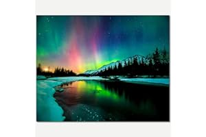 TISHIRON DIY Paint by Numbers for Adults Beginner, Aurora Scenery Adult Paint by Numbers, 16X20 Inch Aurora Landscape Paint by Numbers Kits, Paint by Numbers Crafts for Adults Kids Flameless