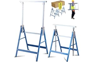Fiqops Arbeitsbock 2er Set, Arbeitsbock Höhenverstellbar Arbeitsböcke Tragkraft 200 kg, 7-fache Böcke Höhenverstellbar 80-130 cm, Stabiler Klappbock für vielseitigen Einsatz(Blau)