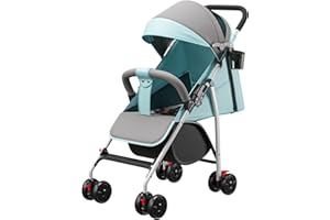 MUL-BOUTIQUE poussette canne compacte, 0 à 4 ans (30kg max), légère (4,8 kg), poussette canne bebe confort,pliable compacte et inclinable,avec coton, porte-gobelet, pare-soleil (Bleu clair)