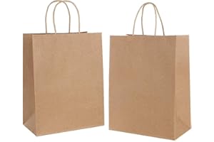 Gaoyong 30 Stk Papiertüten mit Henkel,Geschenktüten,Papiertüten Braun zum Ostern Halloween,Weihnachten, Party, Geburtstag, Hochzeit, Erntedankfest