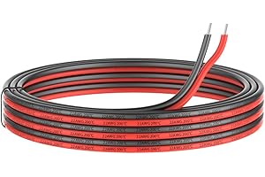 HAERKN 0.32 mm² 22 AWG Silicone Electric Wire Cable Connecting 20 Metres [10 Metres Black and 10 Metres Red] Soft and Flexible Tinned Copper Wire High Temperature Resistance 200 Celsius 600 V