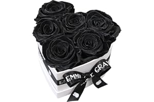 EG EMMIE GRAY Classic Infinity Rosenbox | Herz | Weiß – Traumhafte Infinity Rosen, 1-3 Jahre haltbare Rosen, Flowerbox mit echten, konservierten Rosen, edle Premiumrosen (S, Black Beauty)