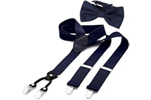 DonDon Set de tirantes y pajarita para hombre, forma de Y, ancho 3,5 cm, hecho a mano - Elegante accesorio para boda, fiesta, smoking