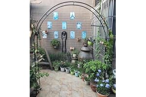 ARtsim 200cm 160cm 120cm 180cm breit Rosenbögen Metall Rankbogen Gartenbogen Rankhilfe Torbogen Rankgitter für Kletterpflanzen Verzinkt Rosenspalier (Color : Schwarz, Size : 160cm x 220cm)