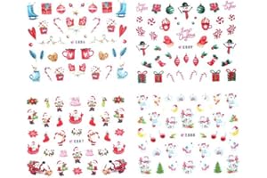 Minkissy Christmas Nail Stickers, 11pcs Winter Snowman Snowflake Nail Art Decals Xmas Manicure Tips Wraps for Nail Decoration