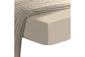 ‎PIZUNA Pizuna 400 Baumwoll-Bettlaken 130x200-140x200cm Beige, 100% langes Baumwollbettzeug, weiches Mako-Satingewebe für Matratzenhöhen bis zu 40 cm (100% Baumwoll bettlaken)